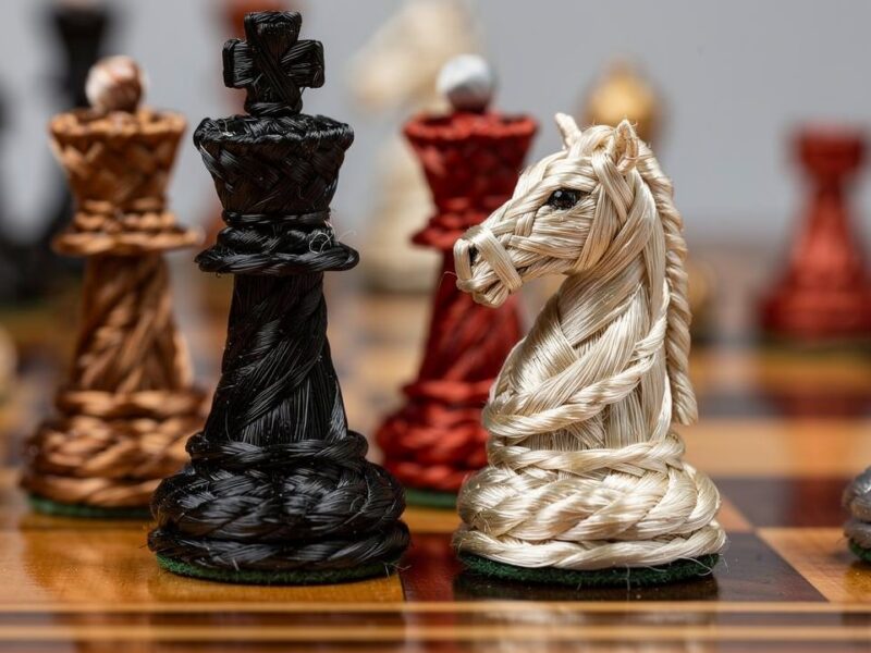 Chess pieces made of hair