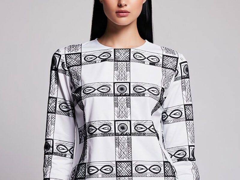 Stitched black hair on cotton